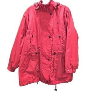 Vtg 90s Hunters Run Red Insulated Squall Parka Jacket Womens XL Hooded Coat